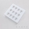 12PCS OF MULTI CZ CROSS CENTER HEART CZ 316L SURGICAL STEEL L-SHAPE NOSE RING BOX